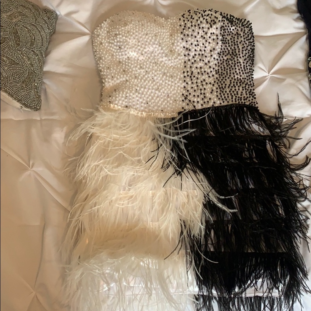 Black and White Feather Dress